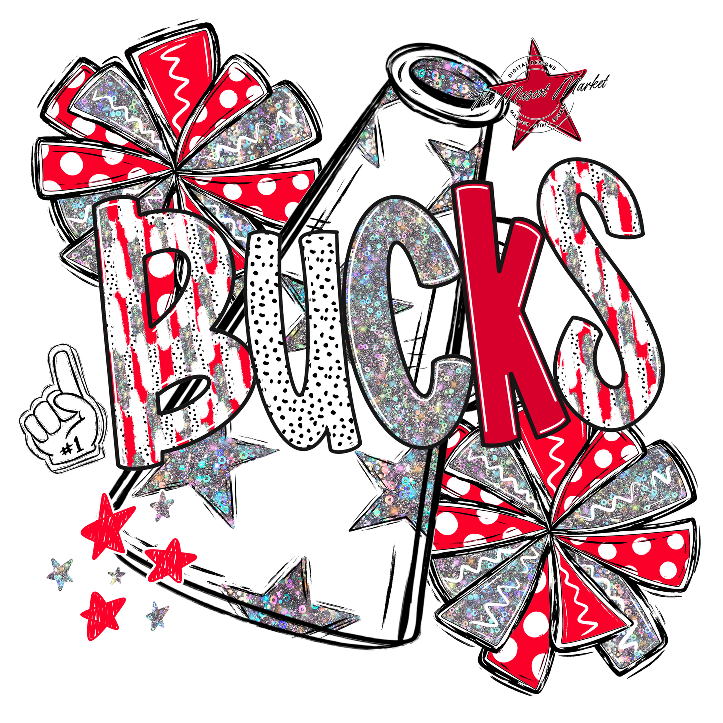 Bucks Cheer Megaphone Scrape-Red
