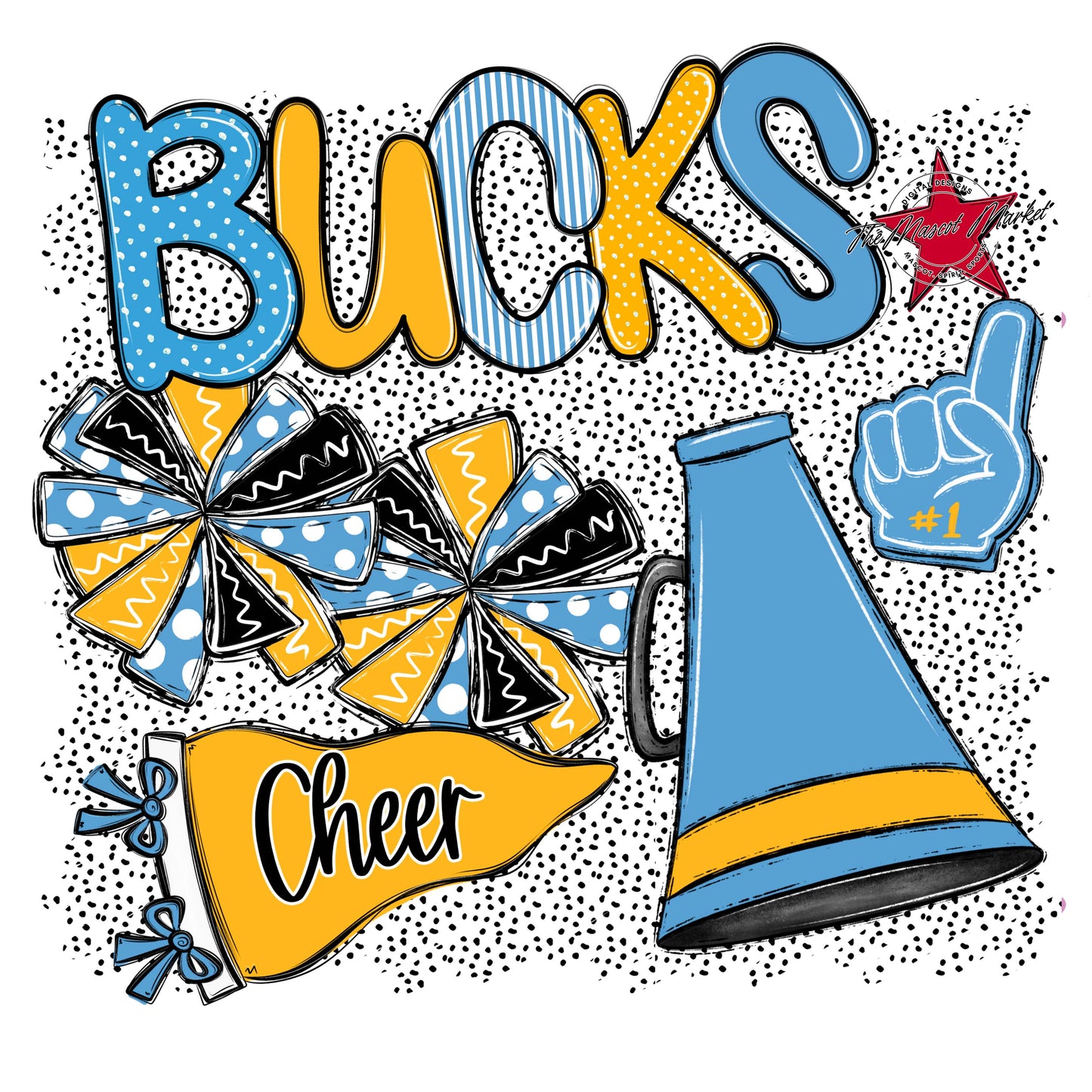 Bucks Cheer Spirit-Carolina Blue & Yellow