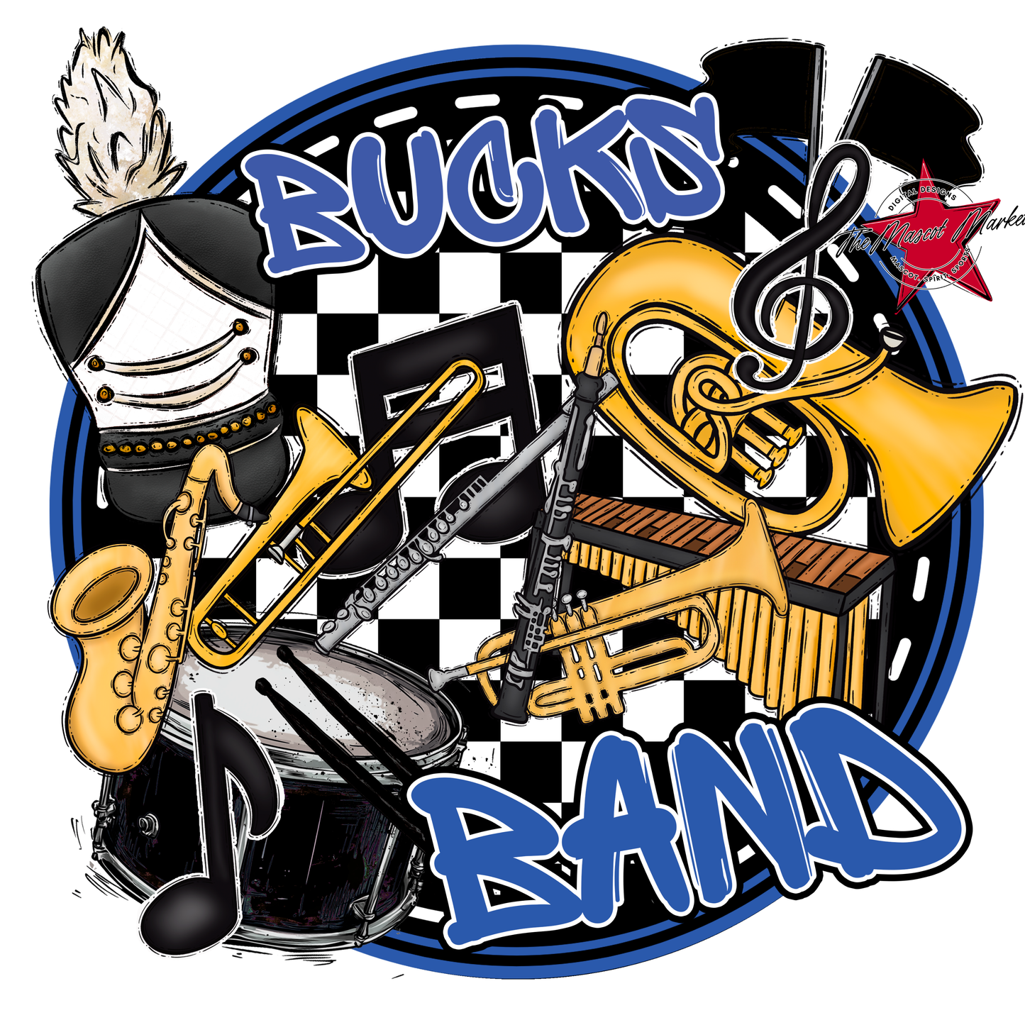Bucks Circle Band Design-Off Blue