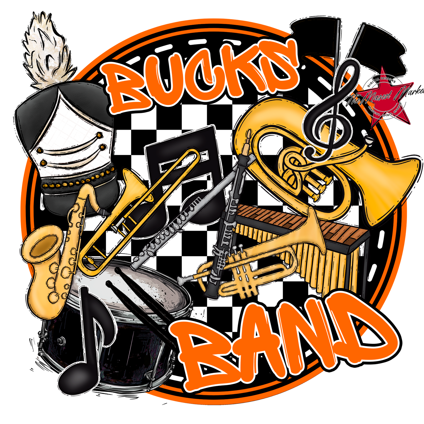 Bucks Circle Band Design-Orange