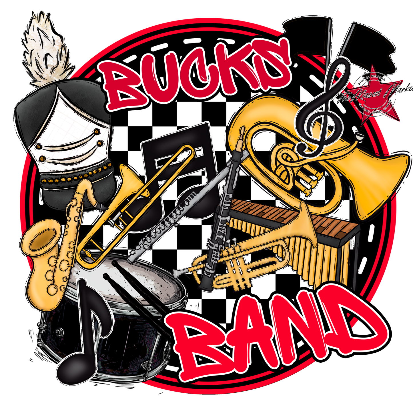Bucks Circle Band Design-Red