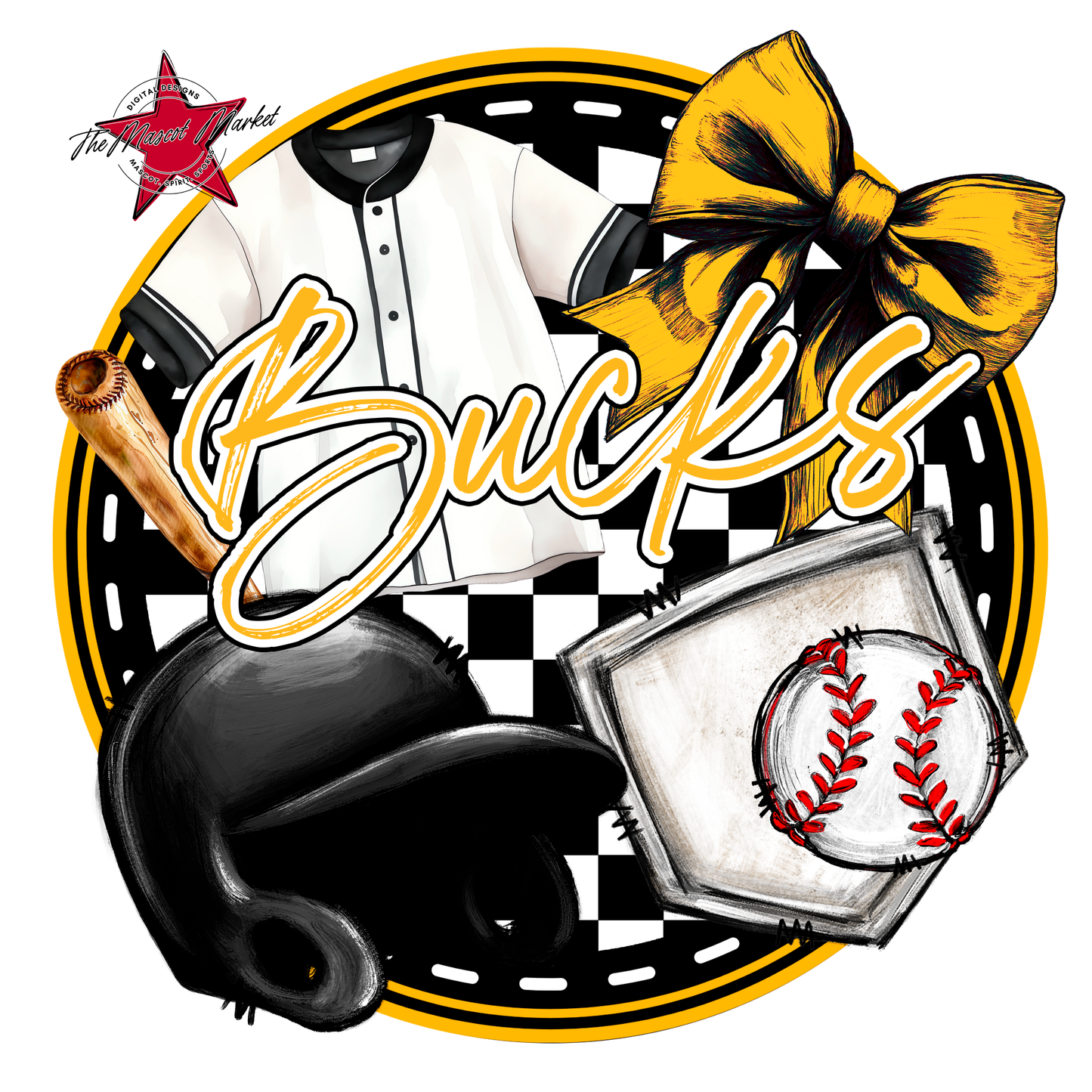 Bucks Circle Baseball Design-Yellow