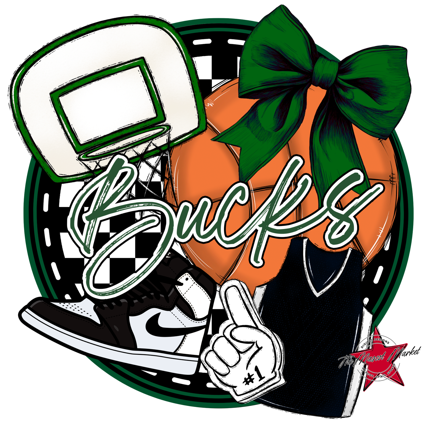 Bucks Circle Basketball Design-Green