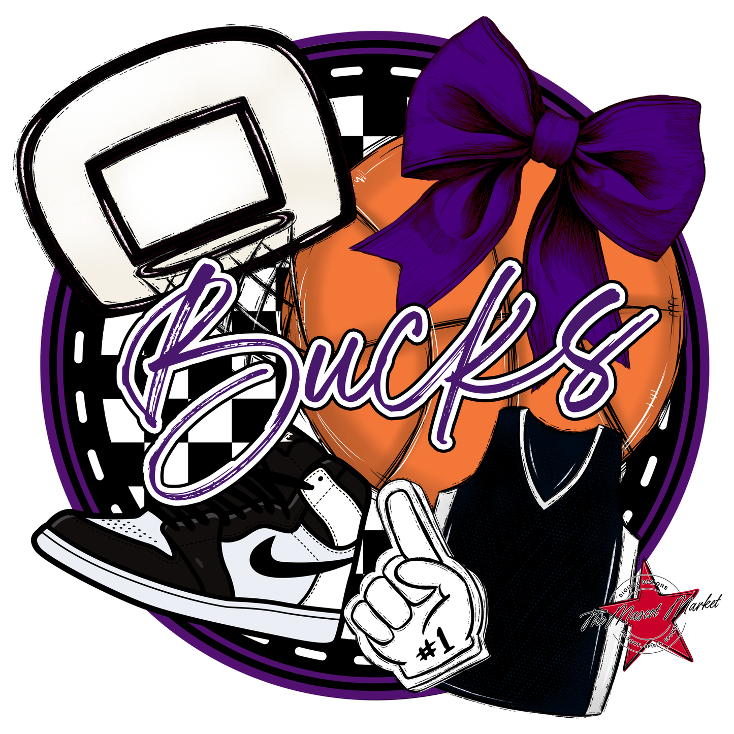 Bucks Circle Basketball Design-Purple