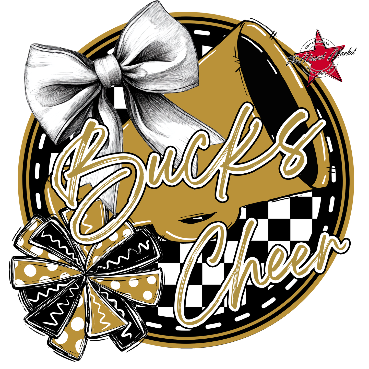 Bucks Circle Cheer Design-Gold