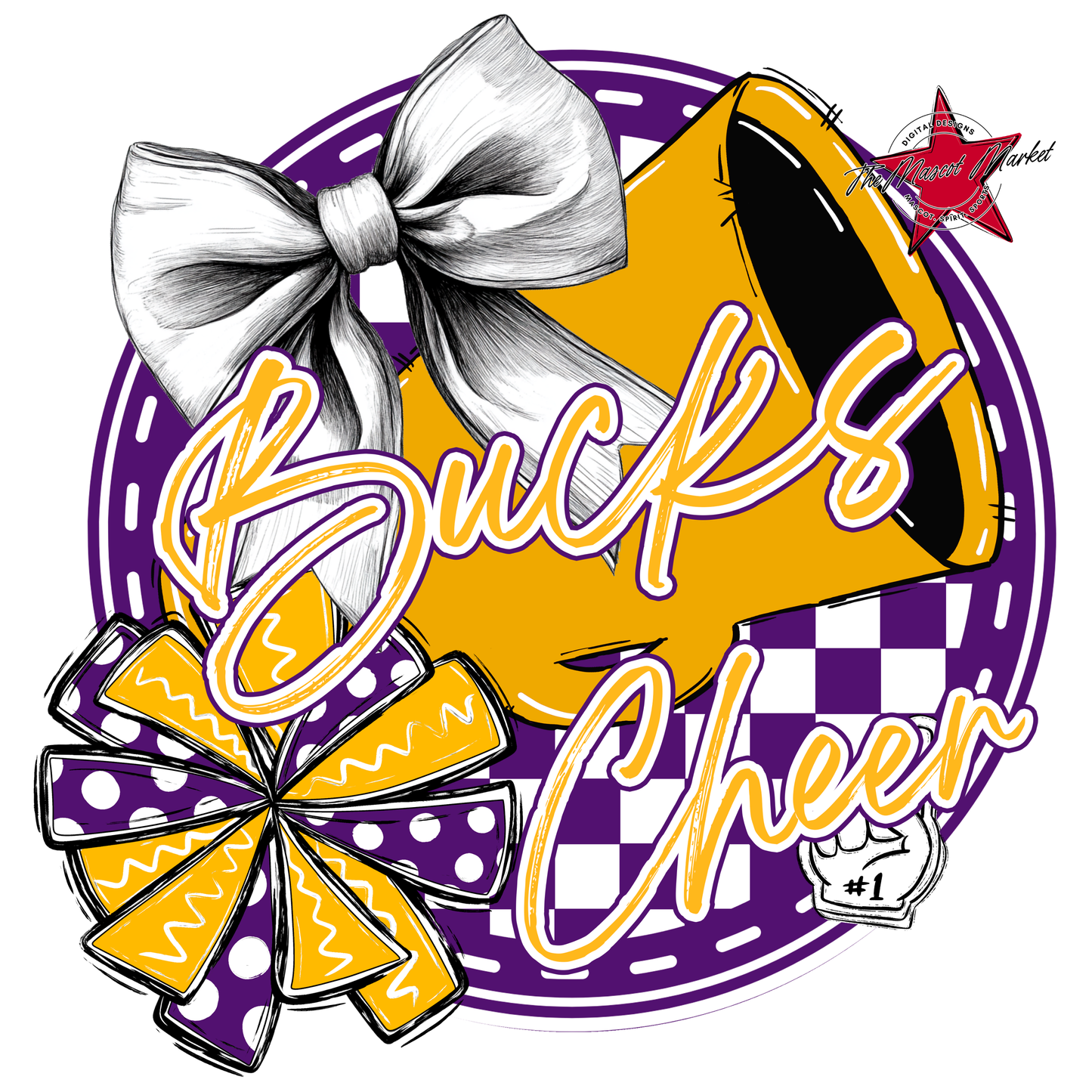 Bucks Circle Cheer Design-Purple-Yellow