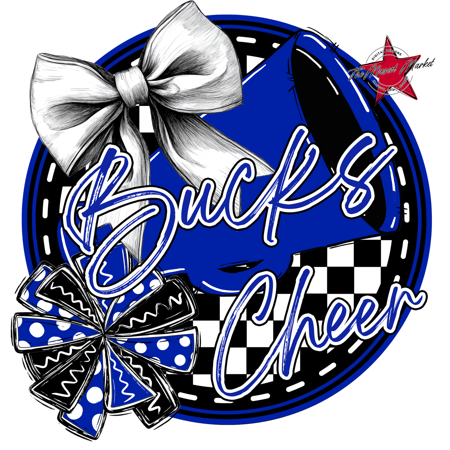 Bucks Circle Cheer Design-Royal Blue