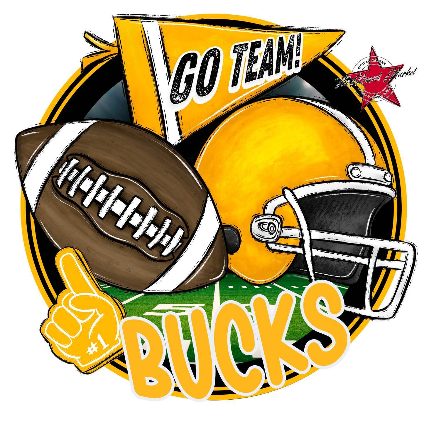 Bucks Circle Football Design-Yellow