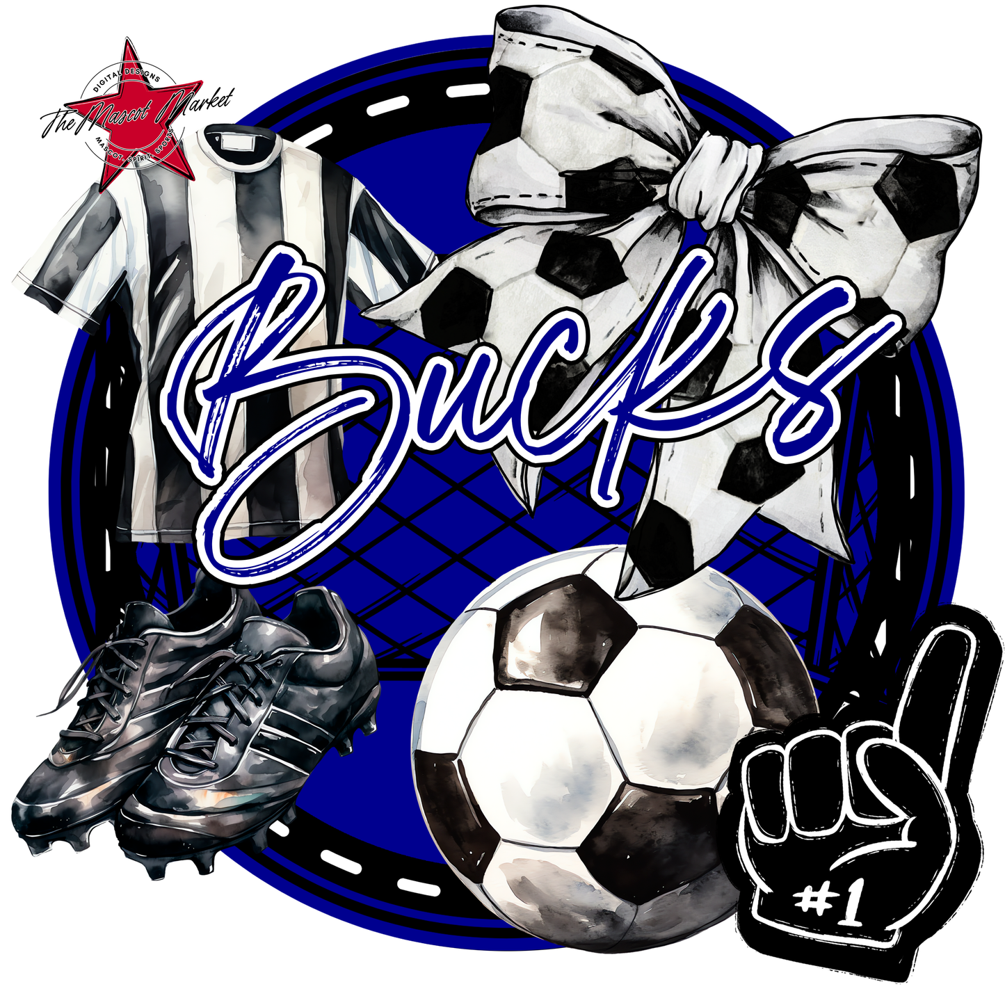 Bucks Circle Soccer Design-Blue
