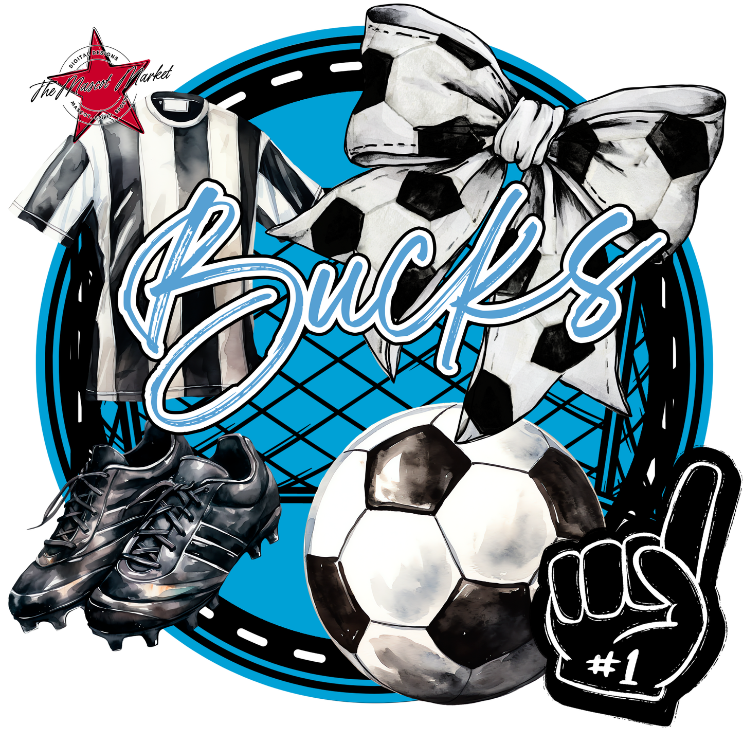 Bucks Circle Soccer Design-Carolina Blue