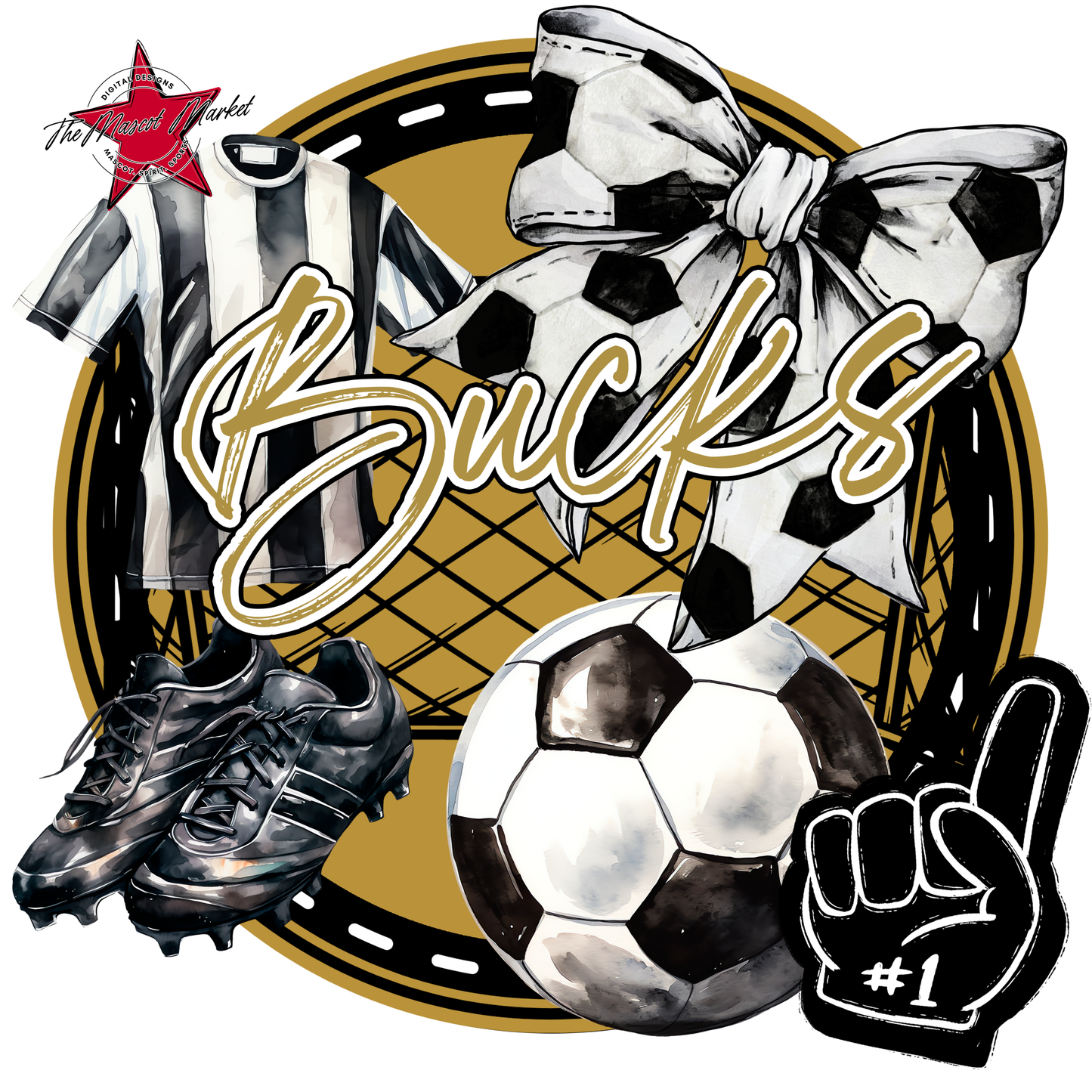 Bucks Circle Soccer Design-Gold