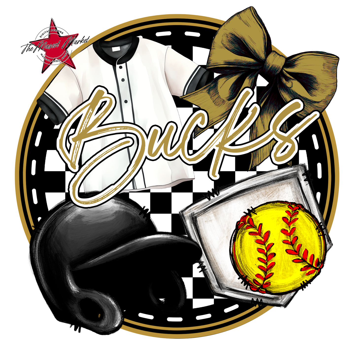 Bucks Circle Softball Design-Gold