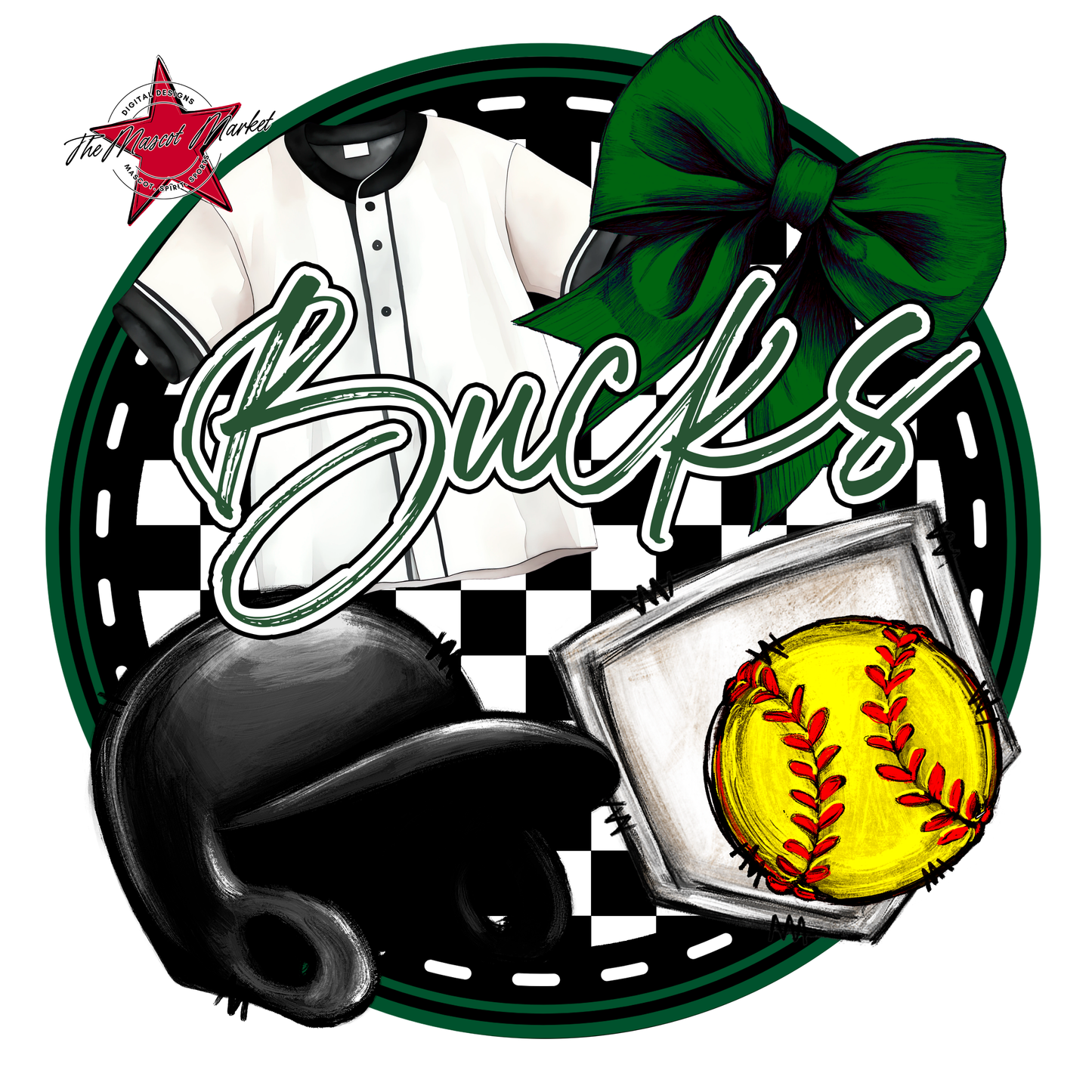 Bucks Circle Softball Design-Green
