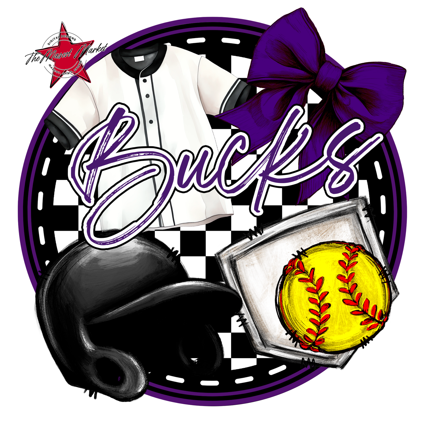 Bucks Circle Softball Design-Purple