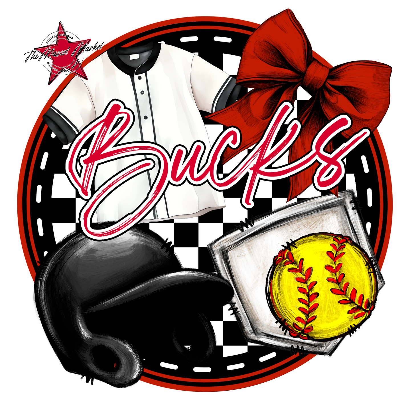 Bucks Circle Softball Design-Red