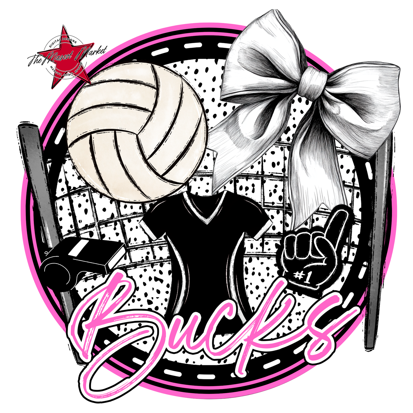 Bucks Circle Volleyball Design-Baby Pink