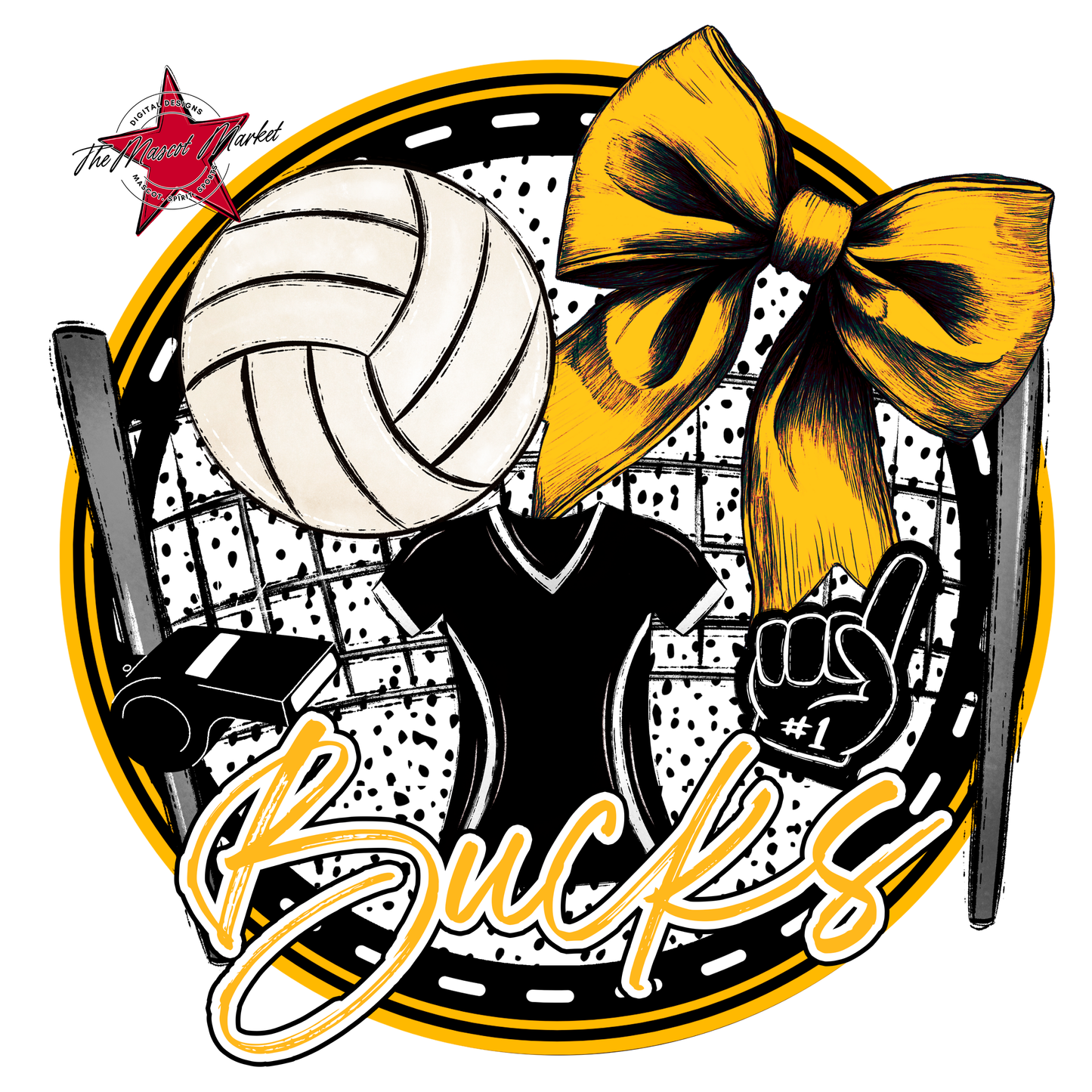 Bucks Circle Volleyball Design-Yellow