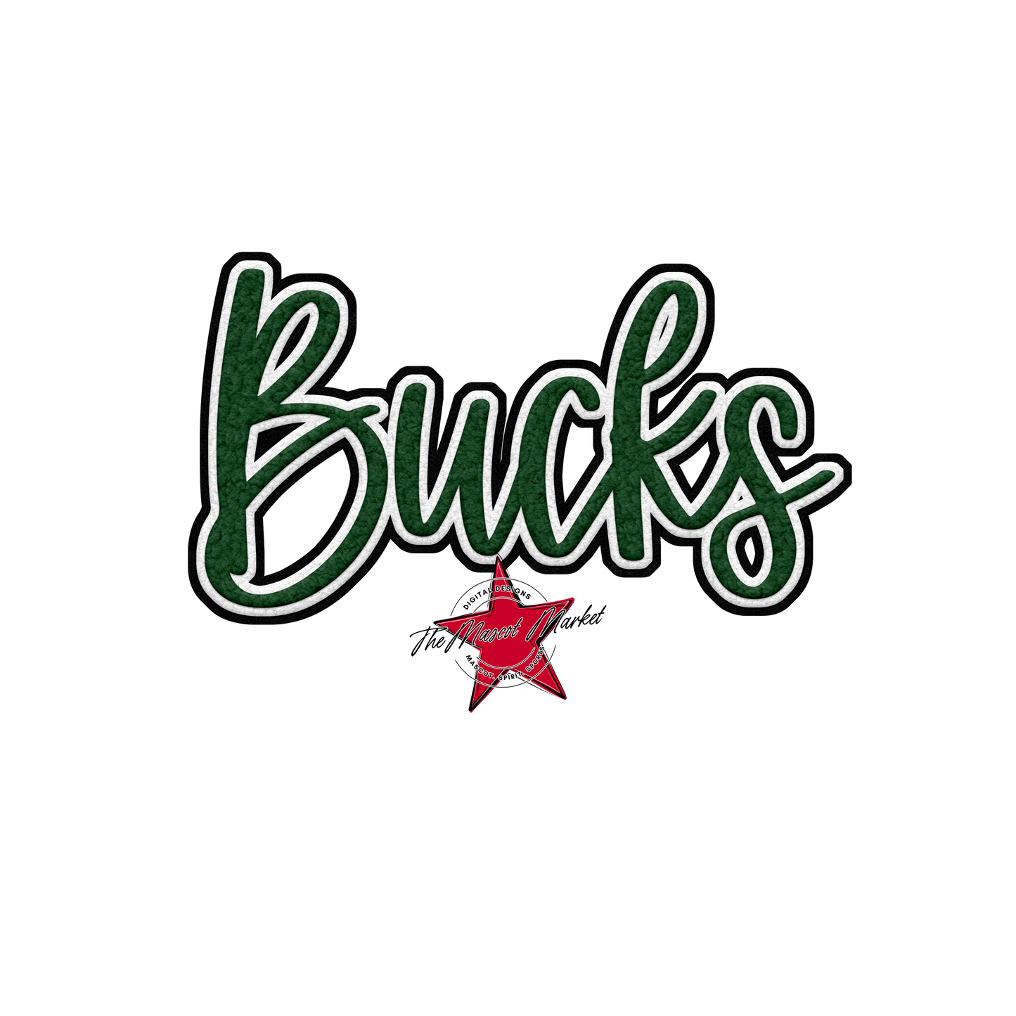 Bucks Faux Chenille Patch-Green