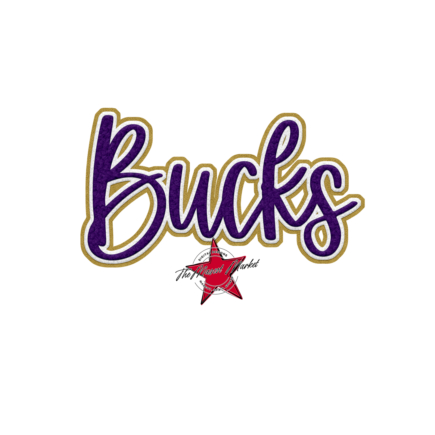Bucks Faux Chenille Patch-Purple-Gold