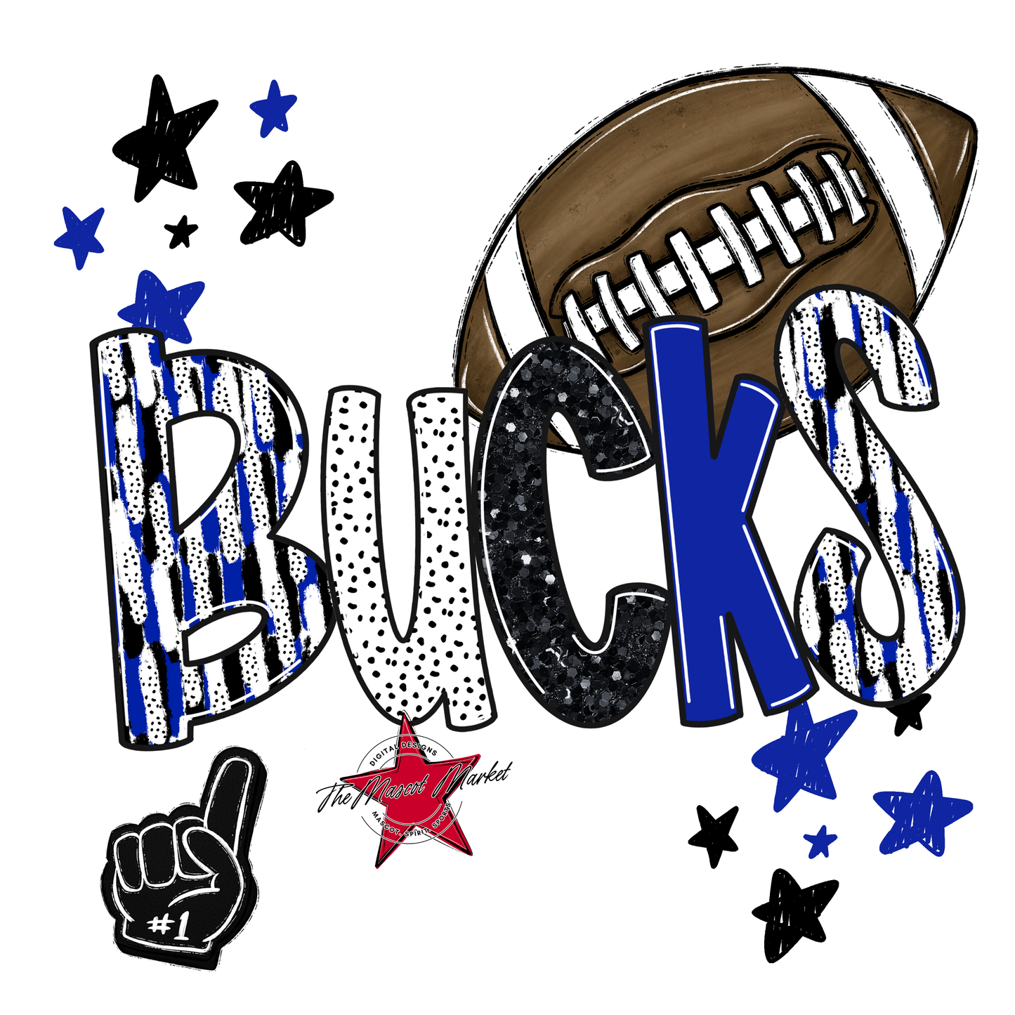 Bucks Football Scrape-Royal Blue