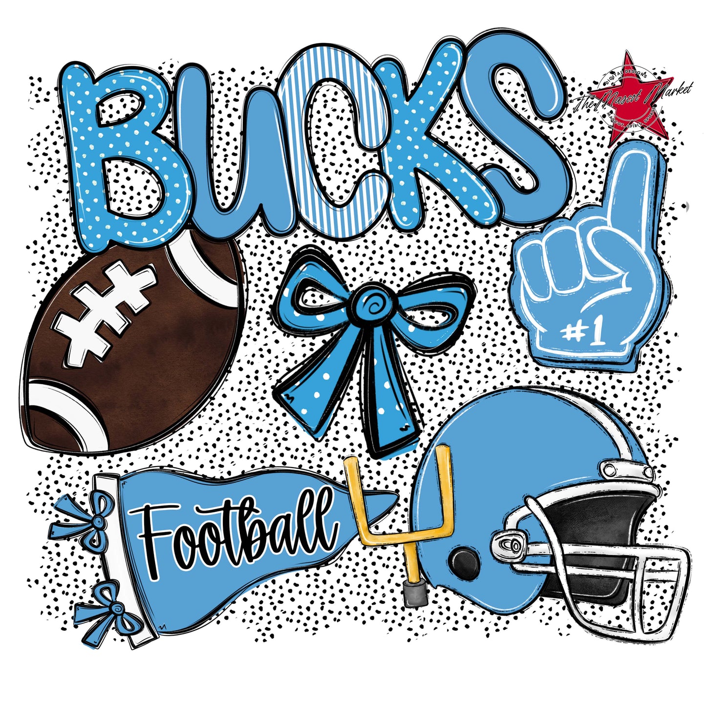 Bucks Football Spirit-Carolina Blue