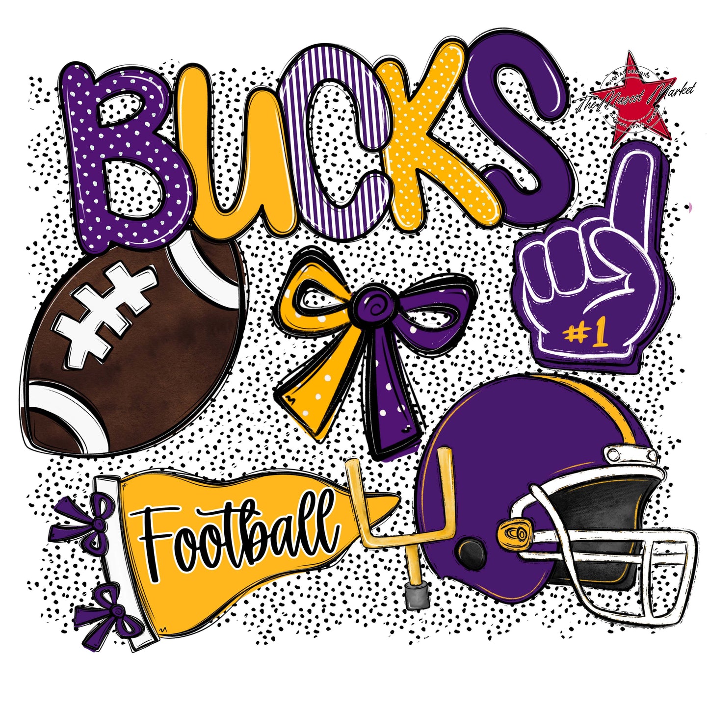 Bucks Football Spirit-Purple & Yellow