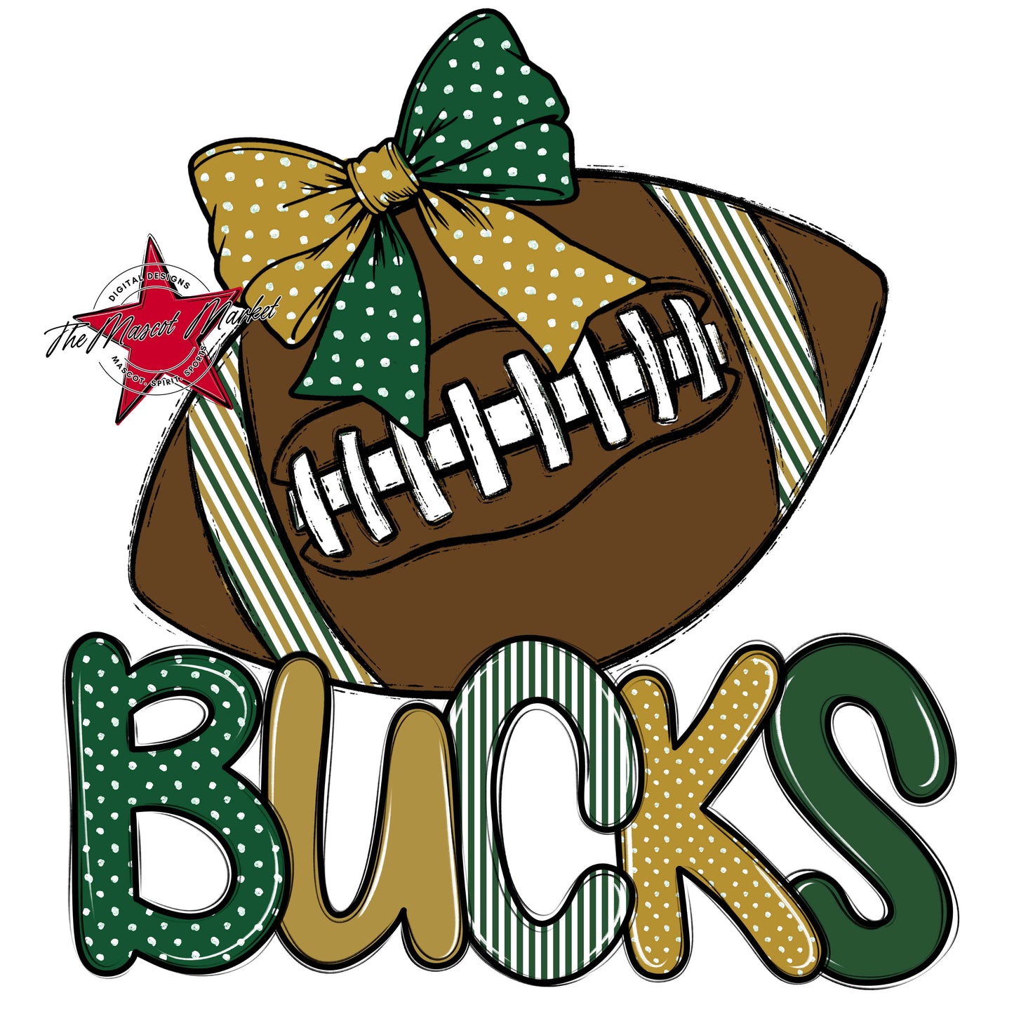 Bucks Football Spirit Design-Green & Gold