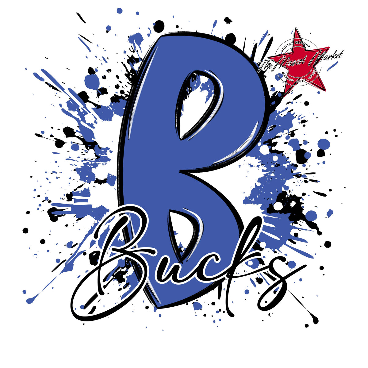 Bucks Mascot Splatter-Off Blue