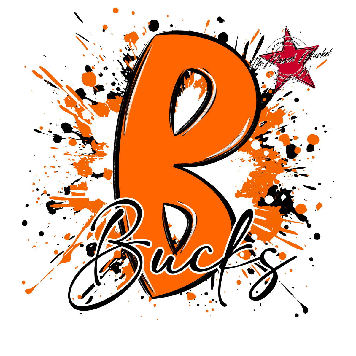 Bucks Mascot Splatter-Orange