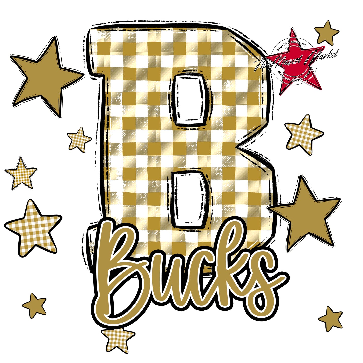 Bucks Plaid Star Design-Gold