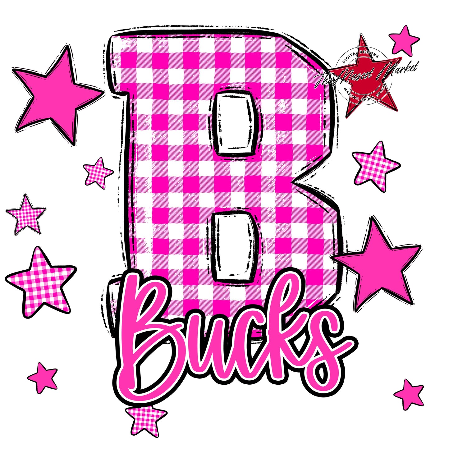 Bucks Plaid Star Design-Pink