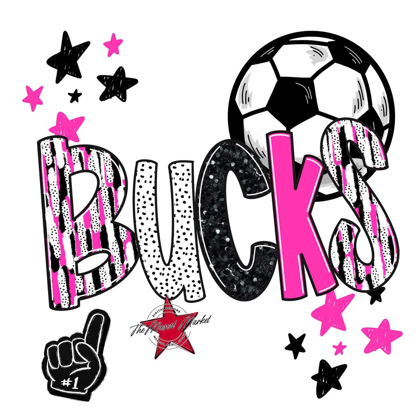 Bucks Soccer Scrape-Pink