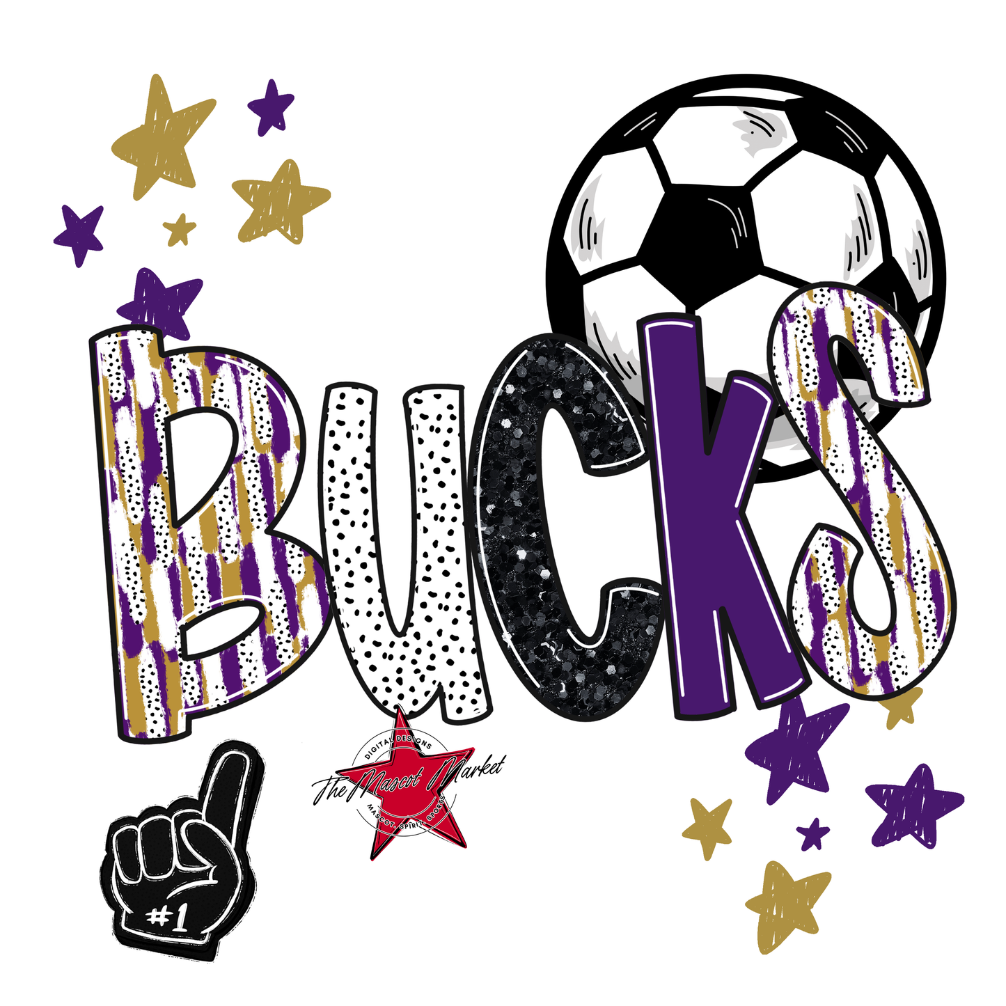 Bucks Soccer Scrape-Purple-Gold