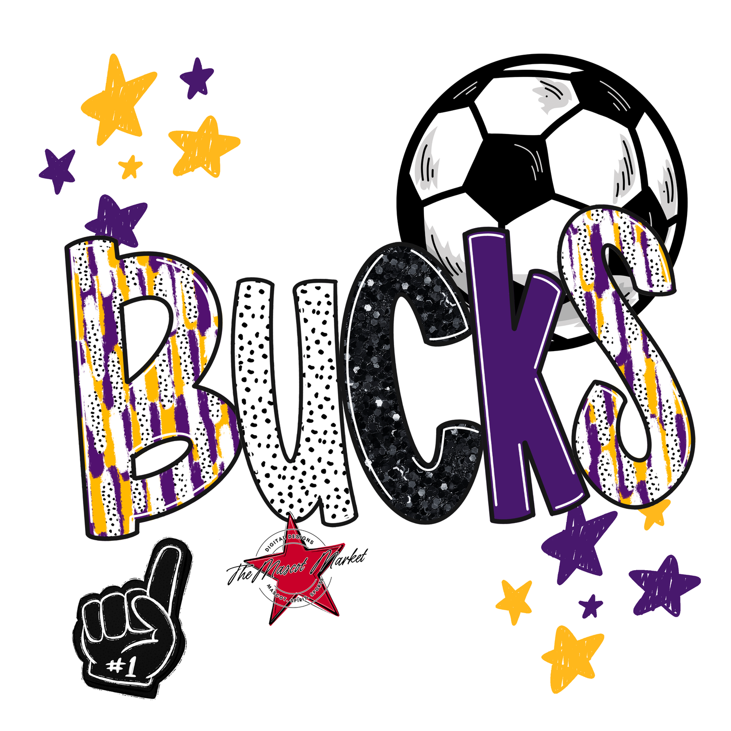 Bucks Soccer Scrape-Purple-Yellow