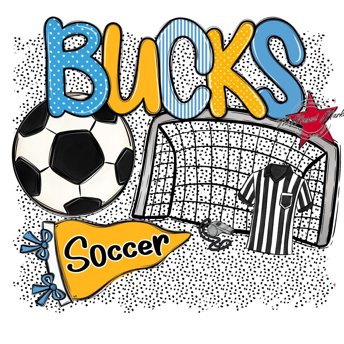 Bucks Soccer Spirit-Carolina Blue & Yellow