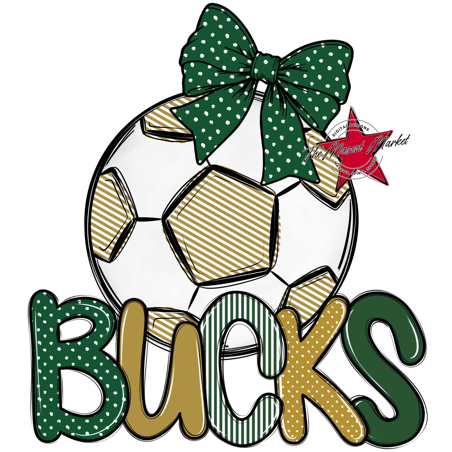 Bucks Soccer Spirit Design-Green & Gold