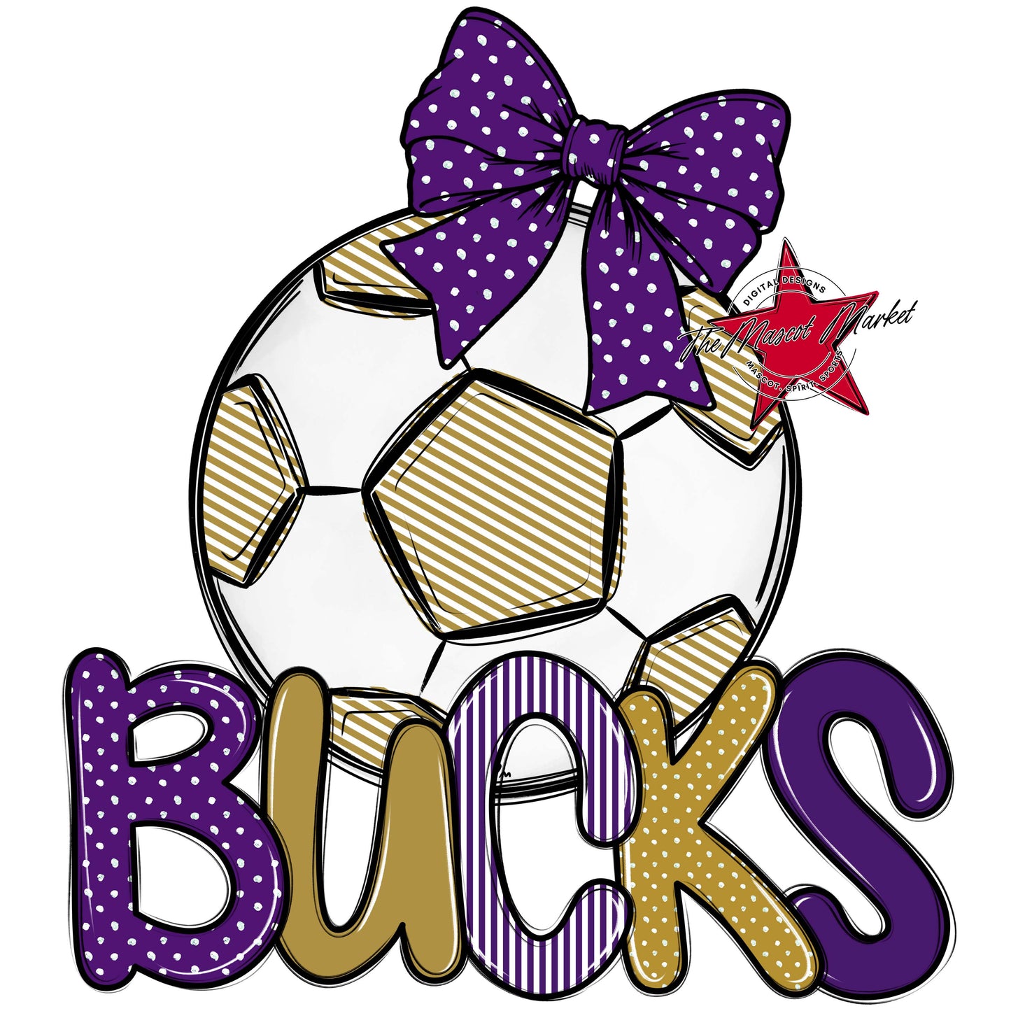 Bucks Soccer Spirit Design-Purple & Gold