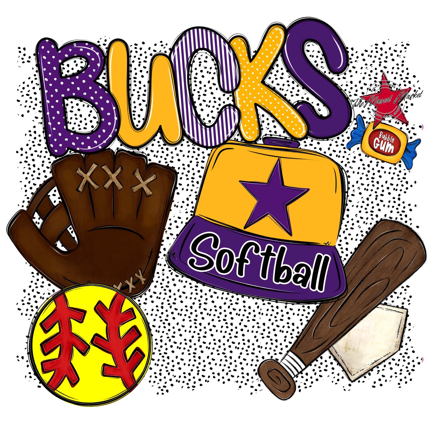 Bucks Softball Spirit-Purple & Yellow