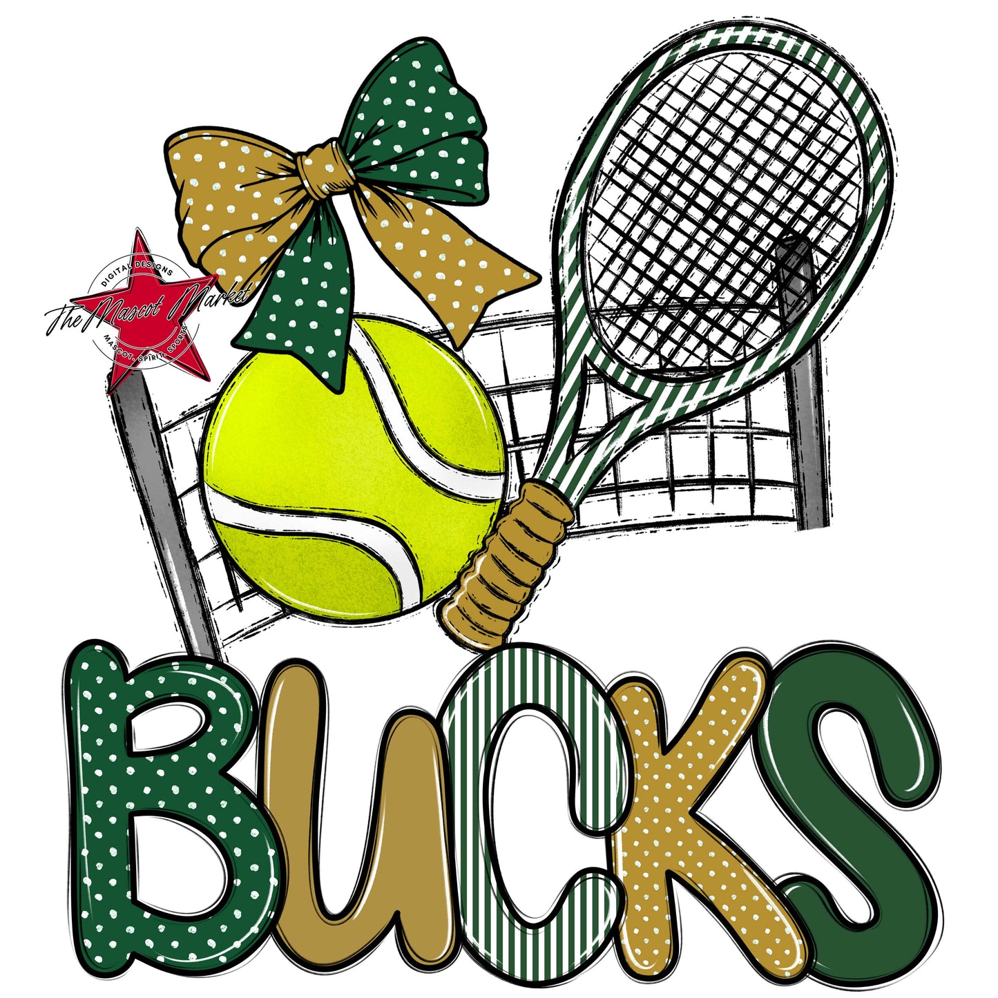 Bucks Tennis Spirit Design-Green & Gold