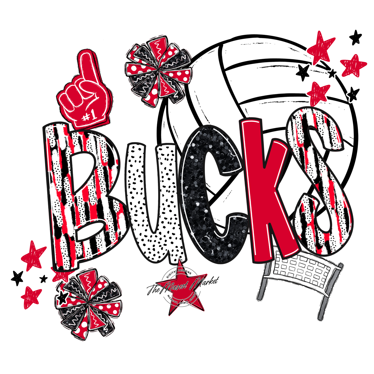 Bucks Volleyball Scrape-Red