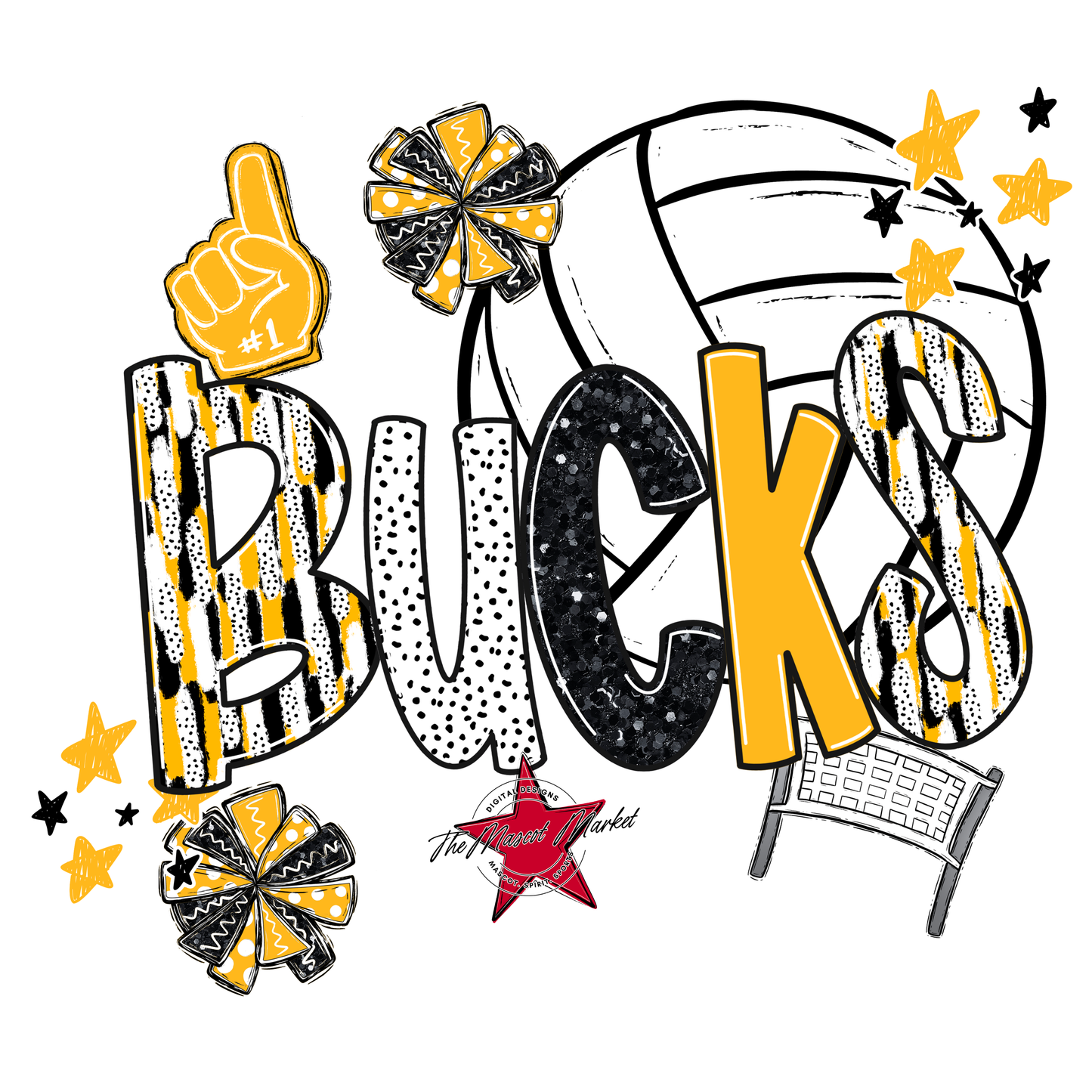 Bucks Volleyball Scrape-Yellow