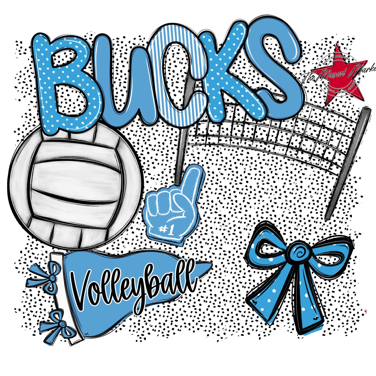 Bucks Volleyball Spirit-Carolina Blue