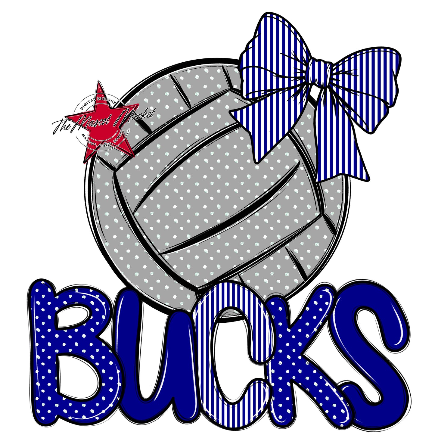 Bucks Volleyball Spirit Design-Blue