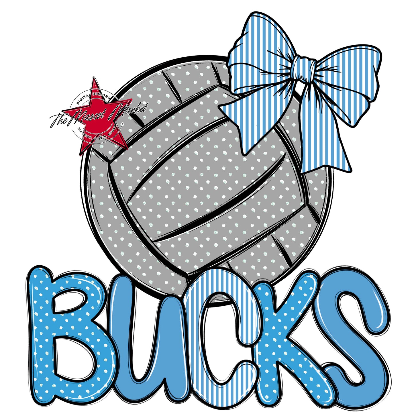 Bucks Volleyball Spirit Design-Carolina Blue