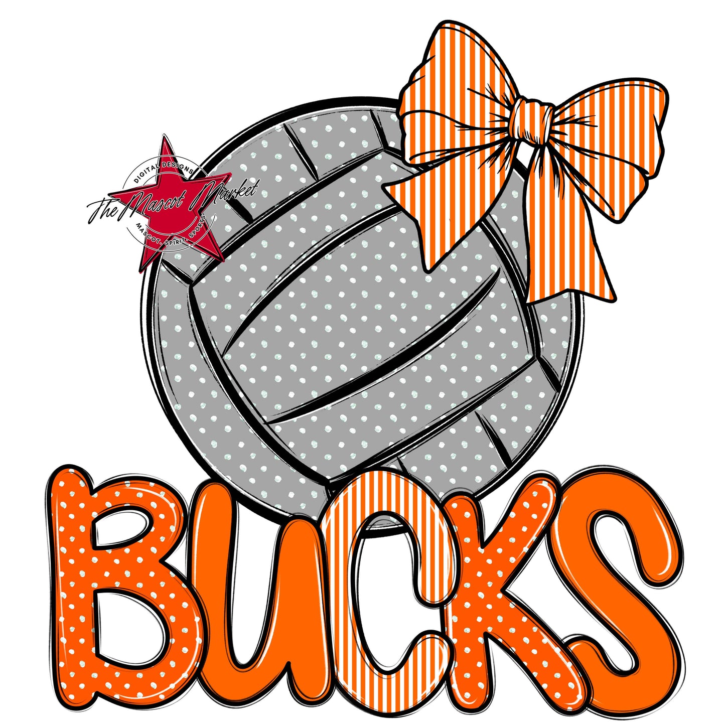 Bucks Volleyball Spirit Design-Orange