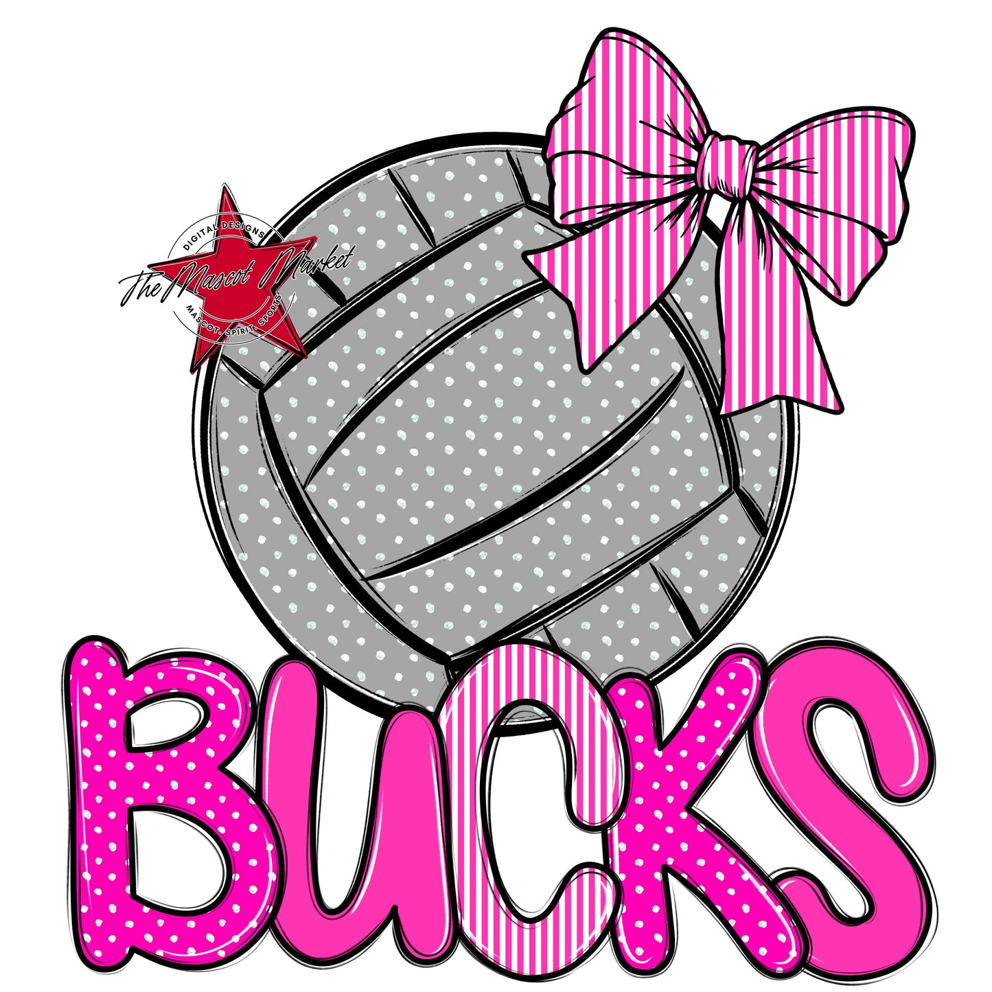 Bucks Volleyball Spirit Design-Pink