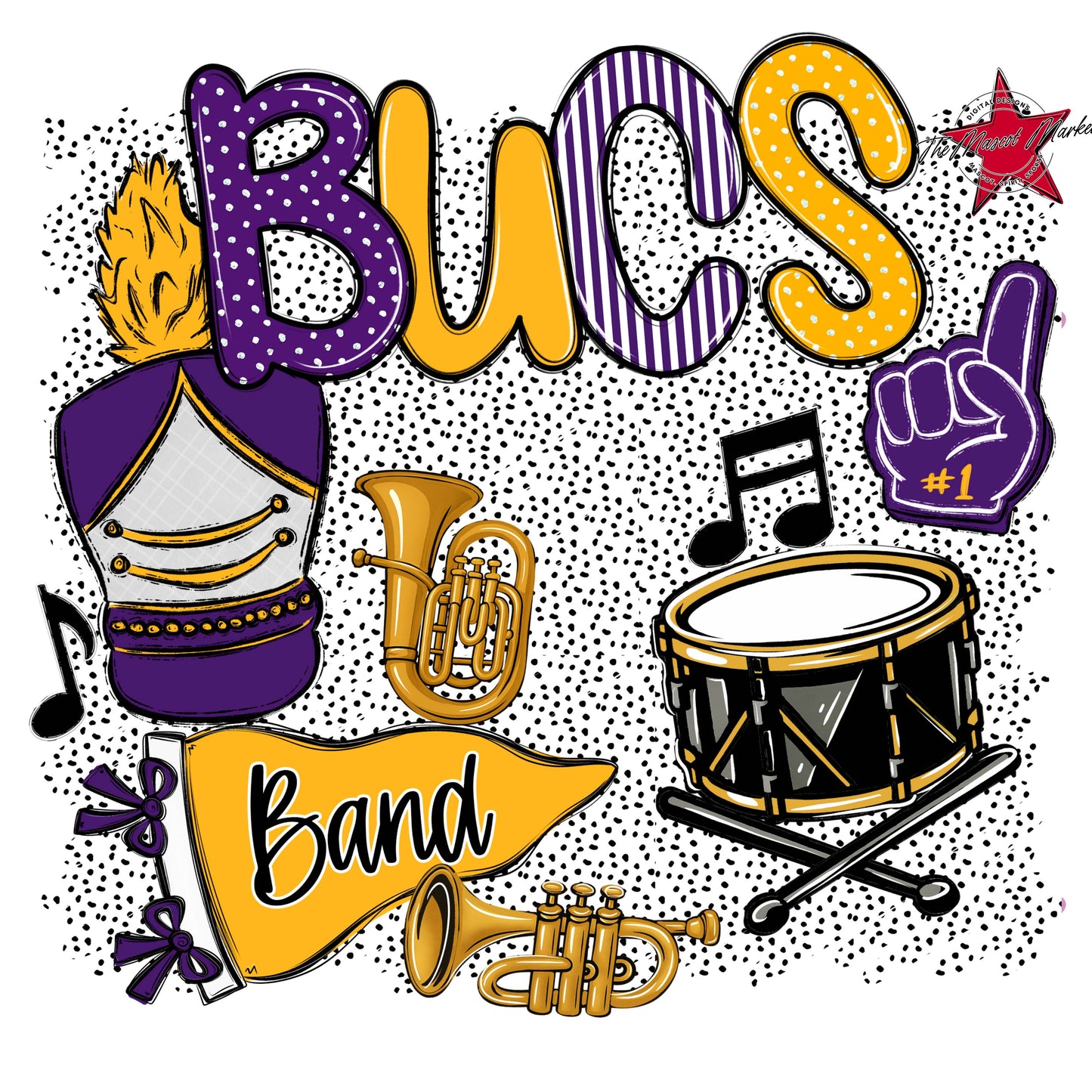 Bucs Band Spirit-Purple & Yellow