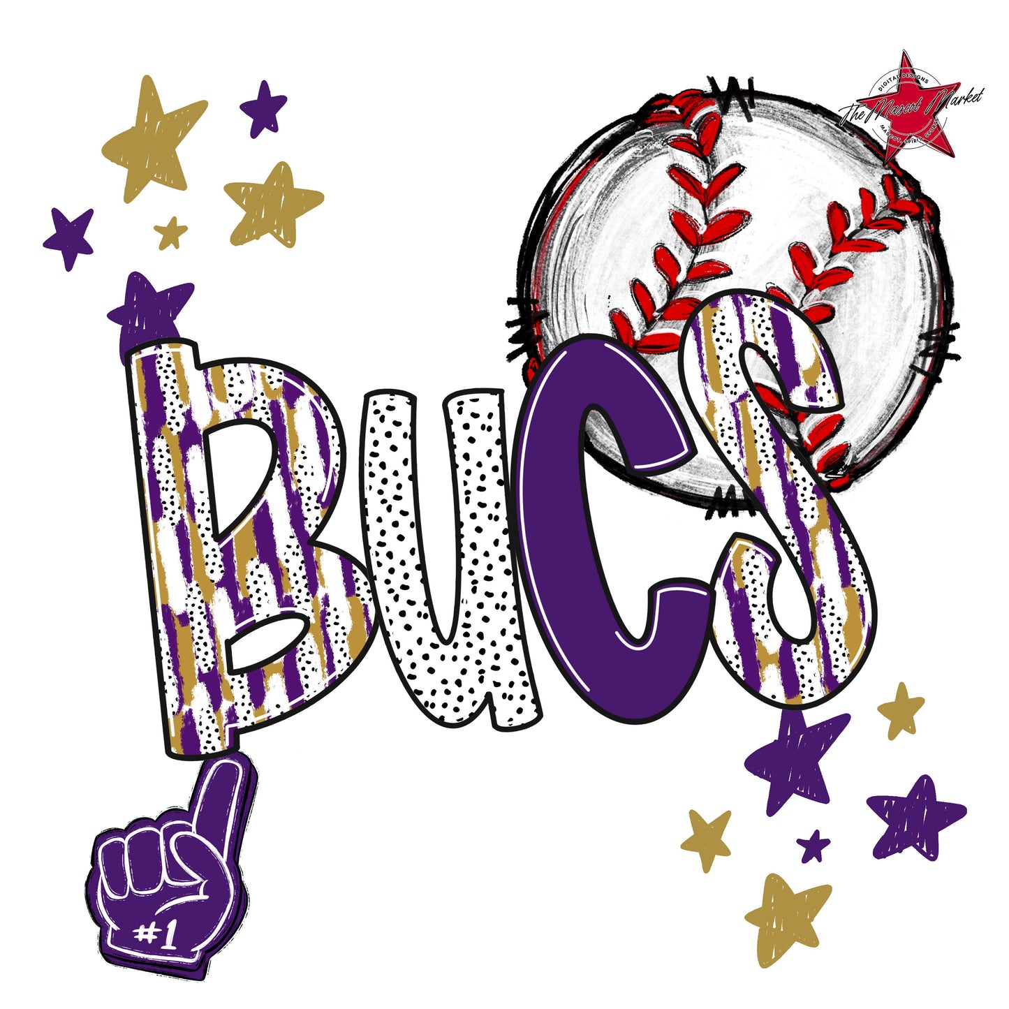 Bucs Baseball Scrape-Purple & Gold