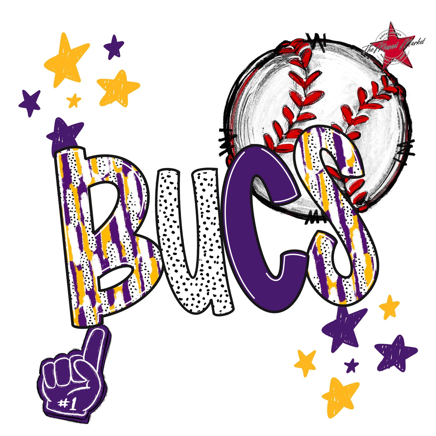 Bucs Baseball Scrape-Purple & Yellow
