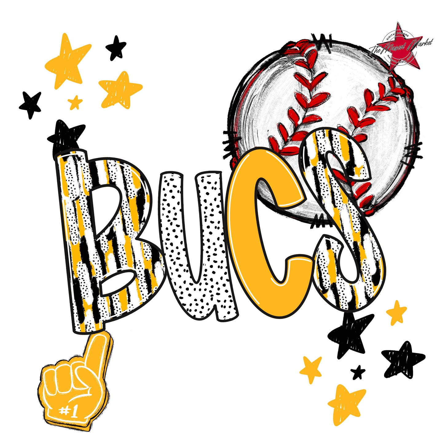 Bucs Baseball Scrape-Yellow